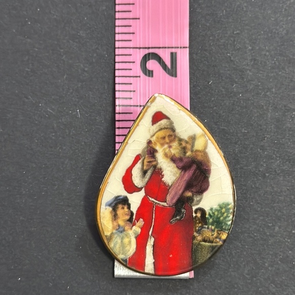 Vtg Santa Claus Earrings Enamel Ceramic Christmas Chunky Pierced 80s - Picture - Picture 8 of 10